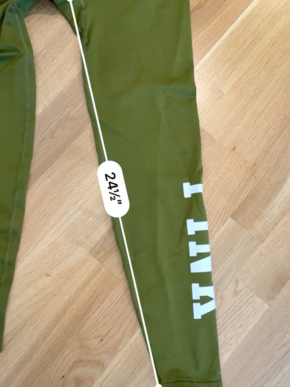 PINK Victoria's Secret Olive Green High-Waist Leggings with White Side Logo - Picture 7 of 8